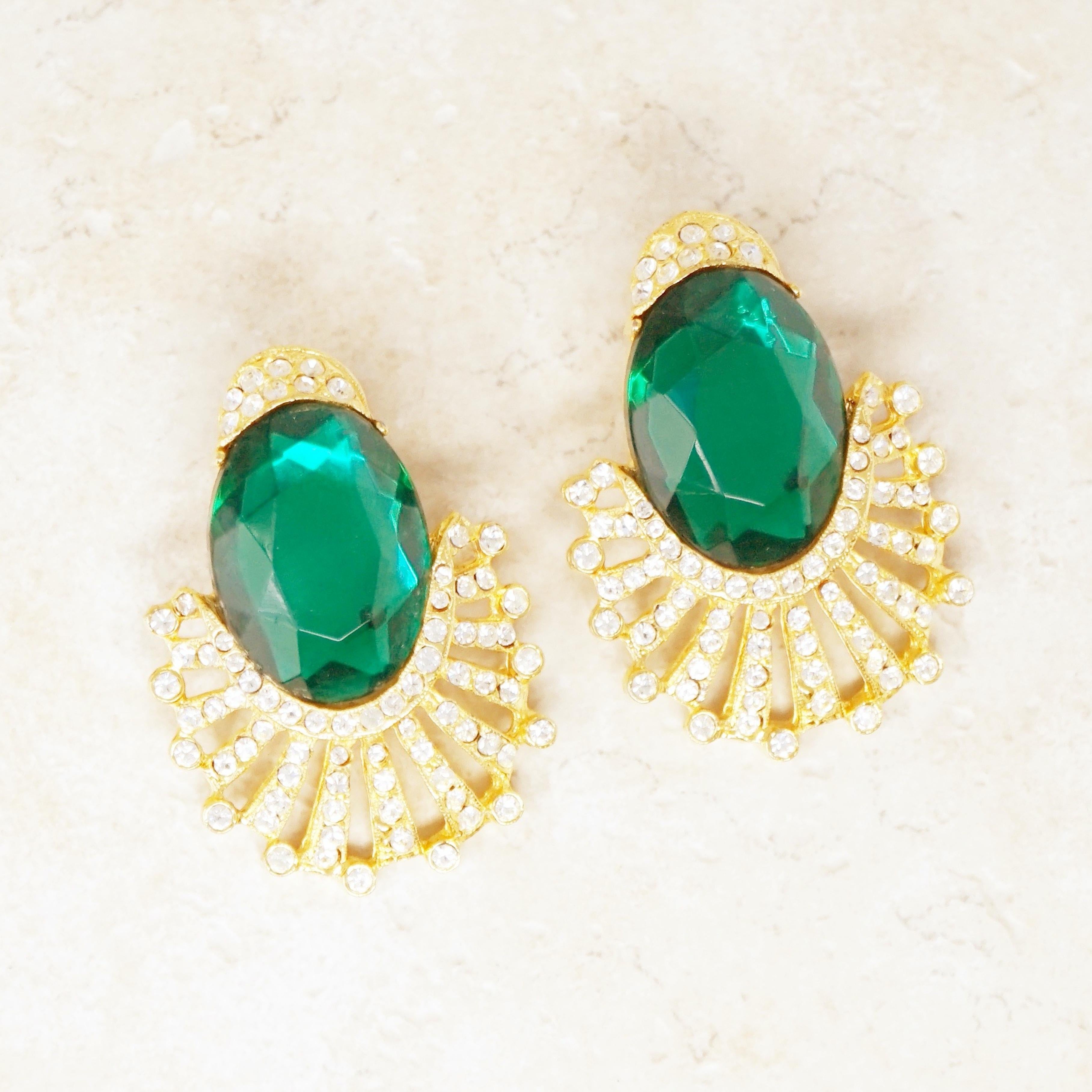 emerald green statement earrings