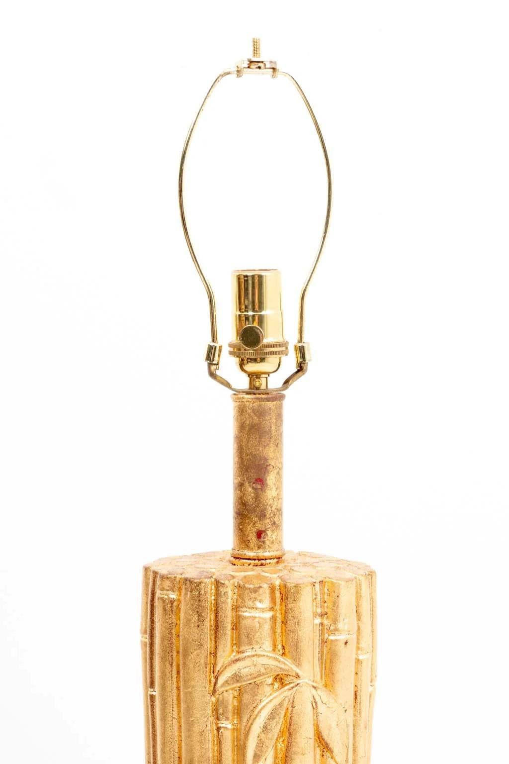 Vergoldete Vintage-Lampe aus Kunstbambus (Italienisch) im Angebot