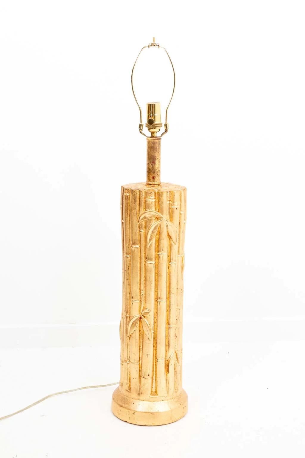 Vergoldete Vintage-Lampe aus Kunstbambus im Zustand „Gut“ im Angebot in New York, NY