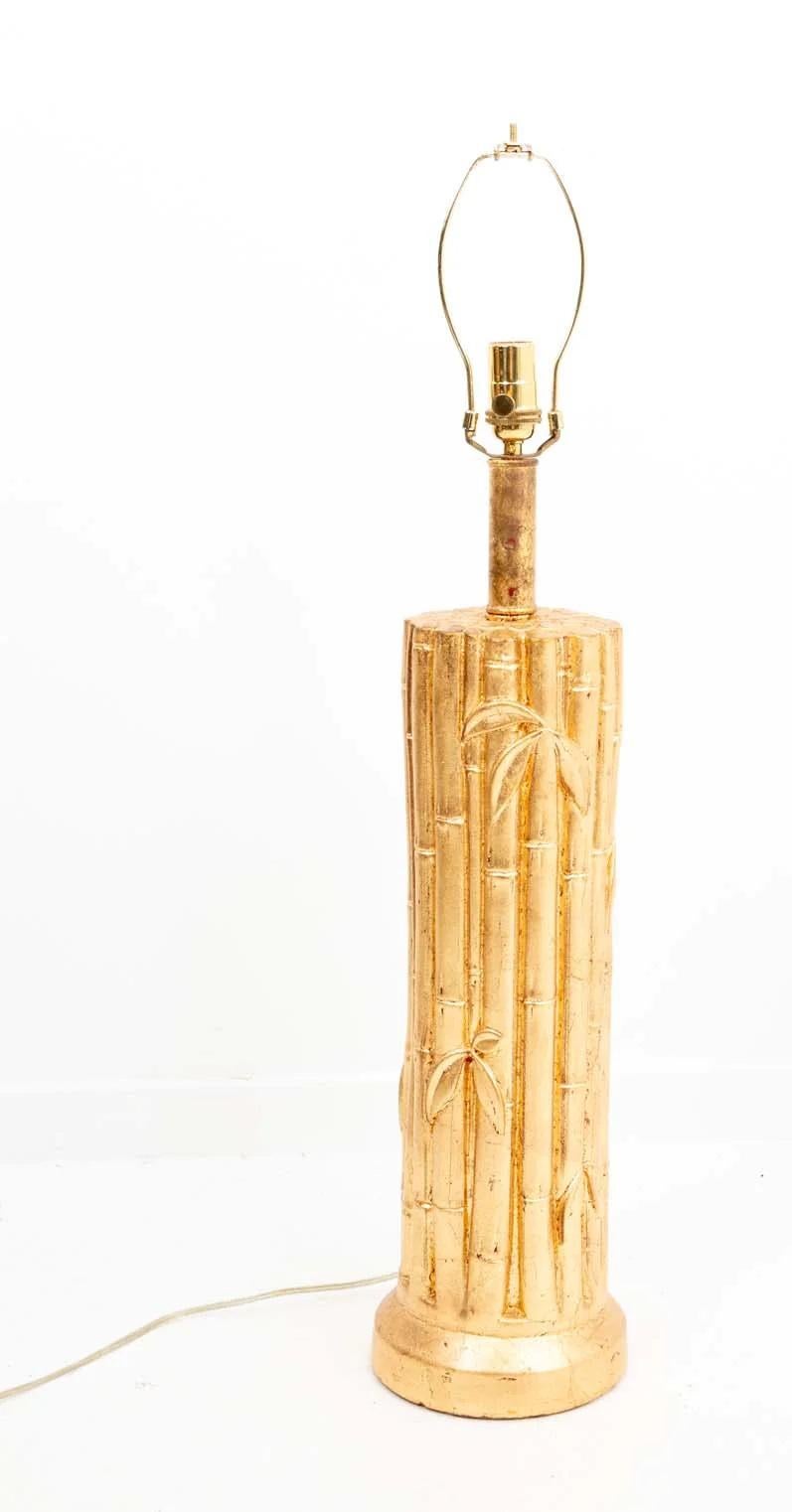 Vintage Gilt Faux Bamboo Lamp For Sale 1