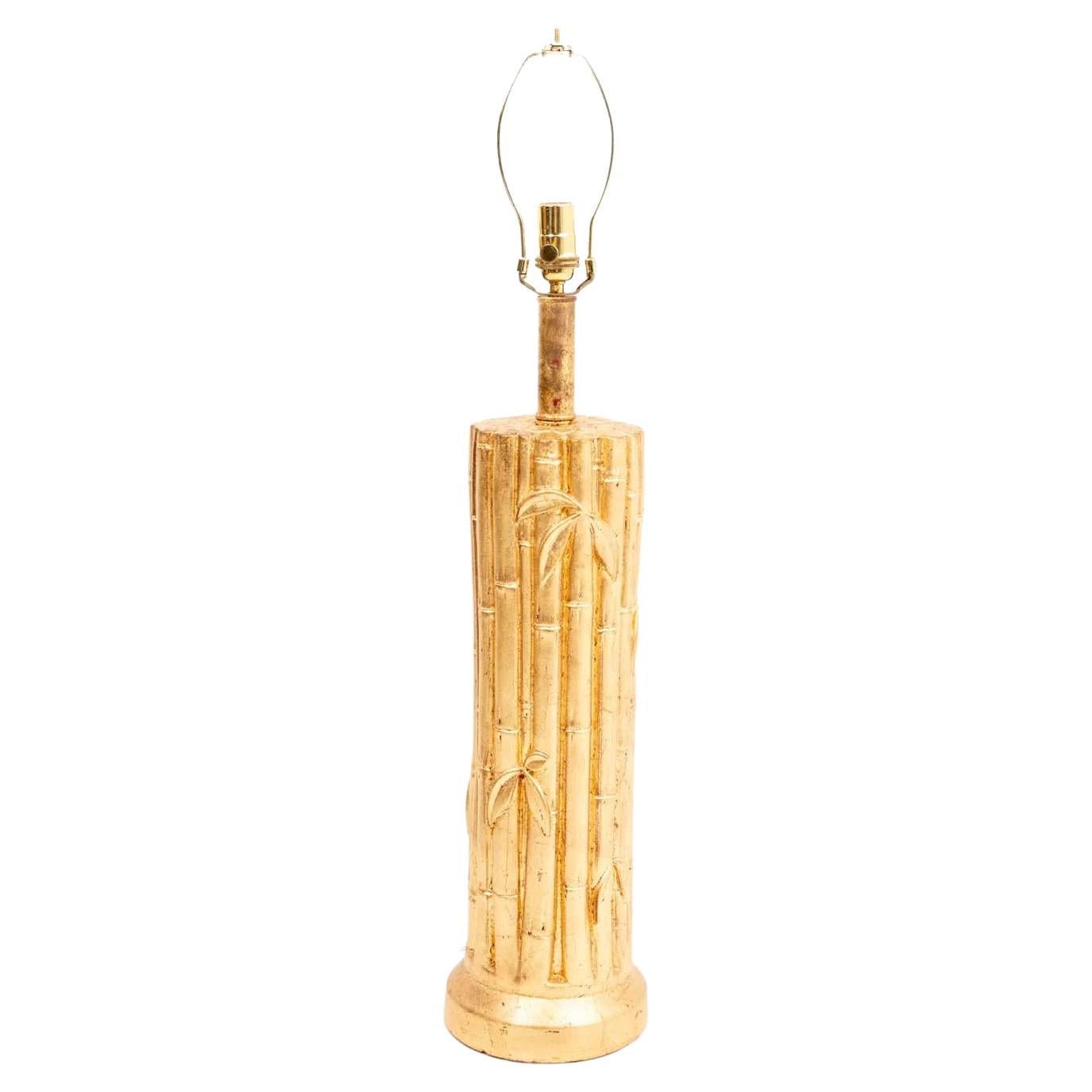 Vintage Gilt Faux Bamboo Lamp For Sale