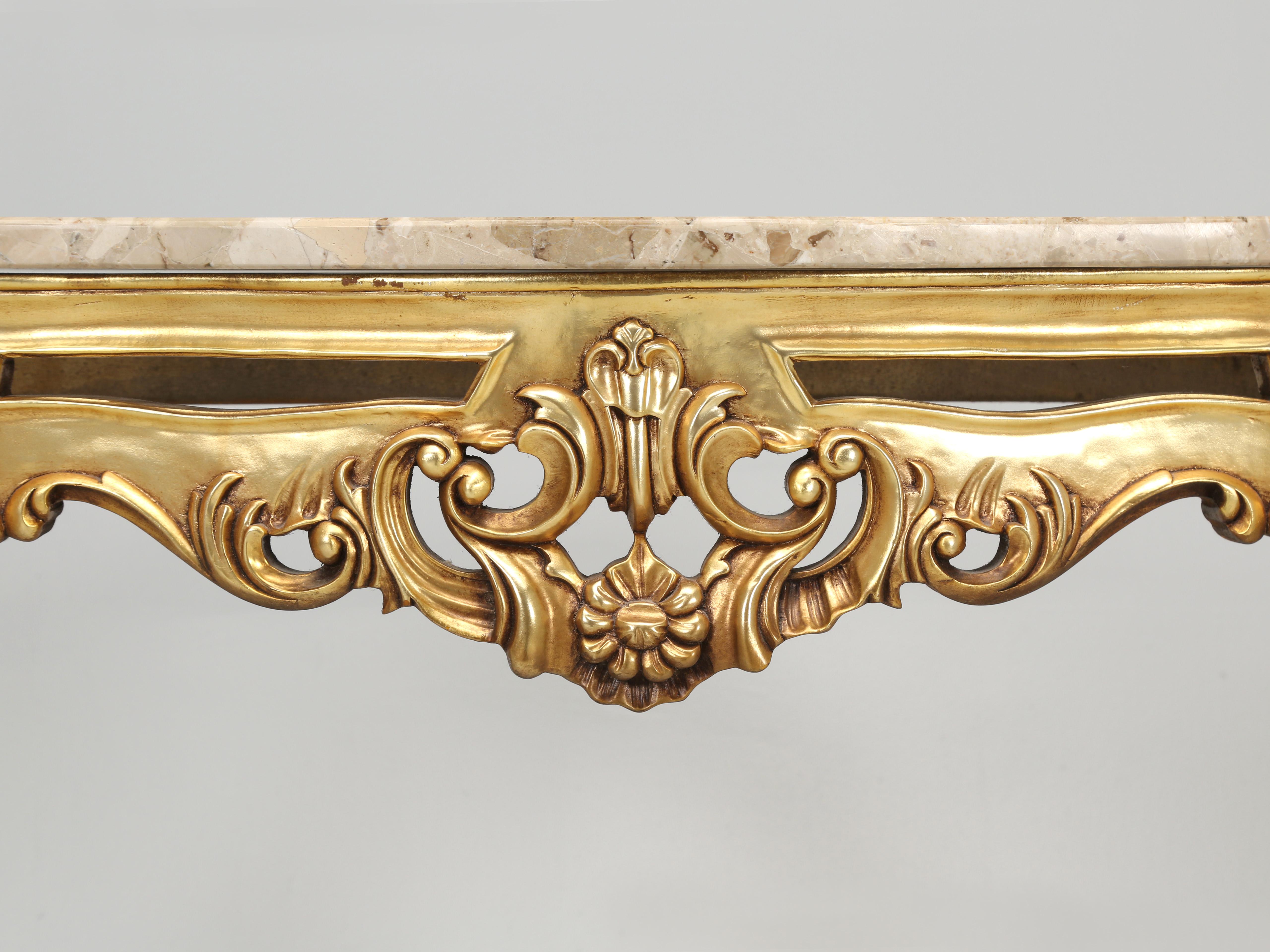 Vintage Gilt French Console Table with Stone Top 4