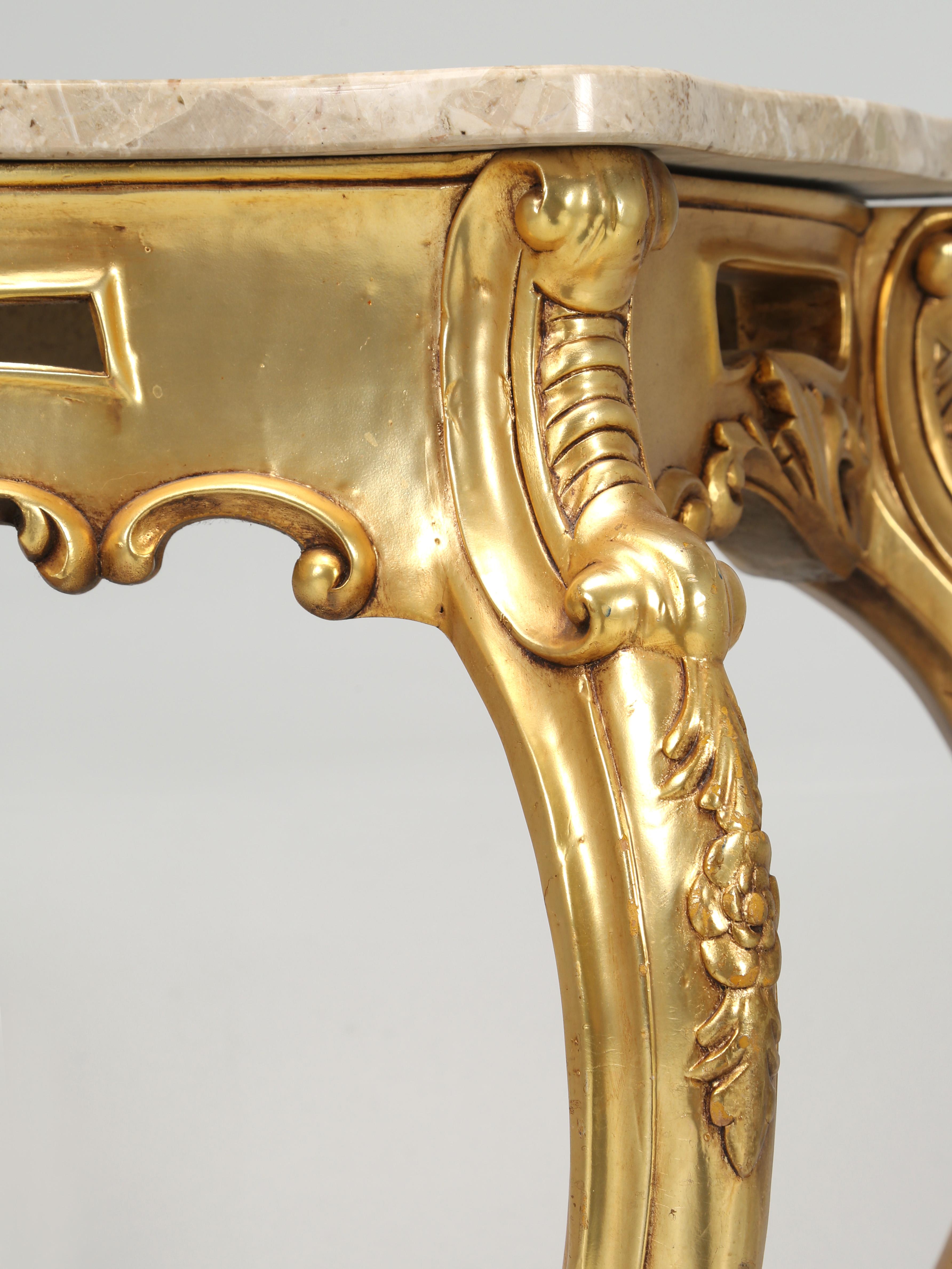Vintage Gilt French Console Table with Stone Top 5