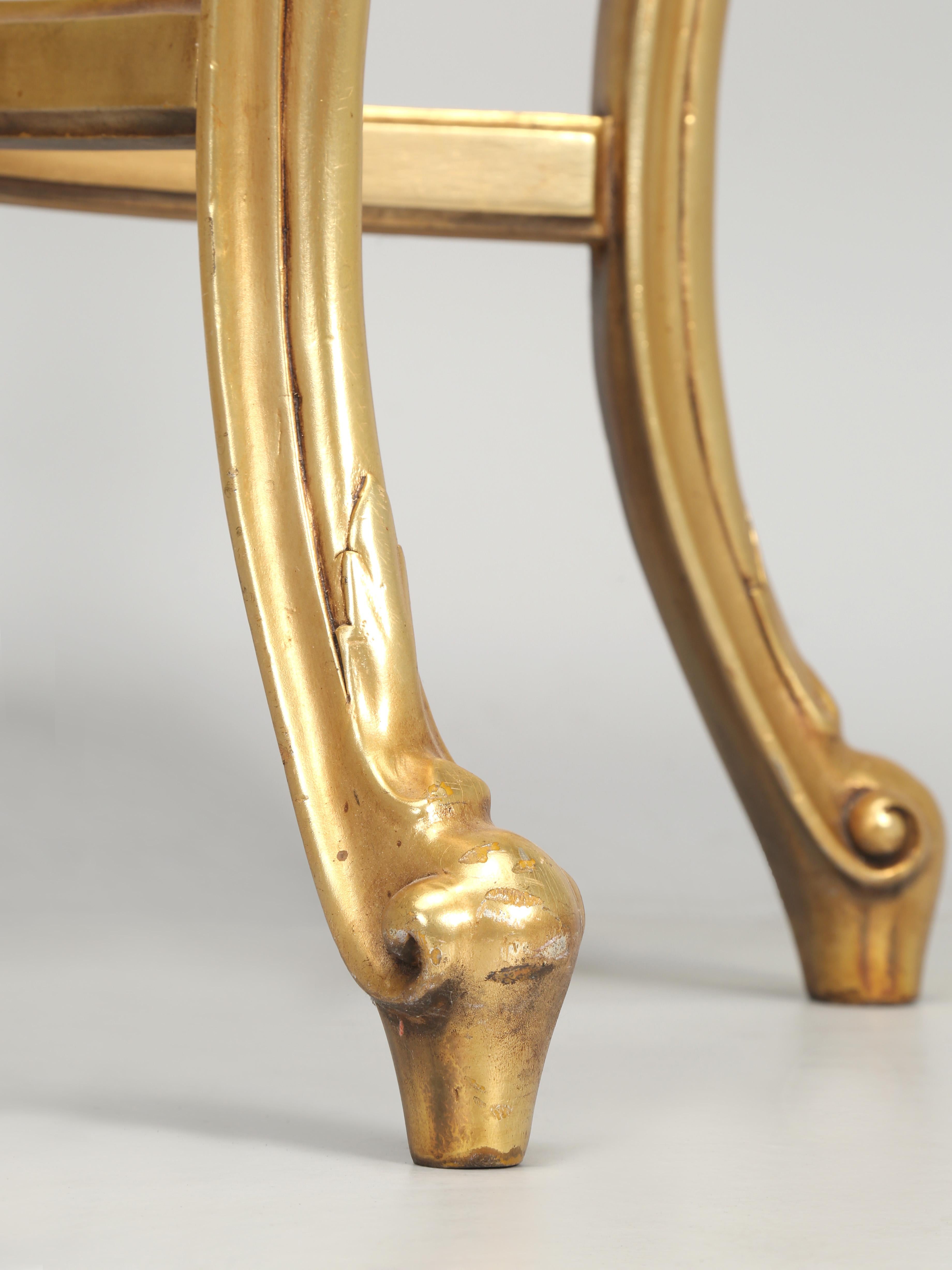 Vintage Gilt French Console Table with Stone Top 10
