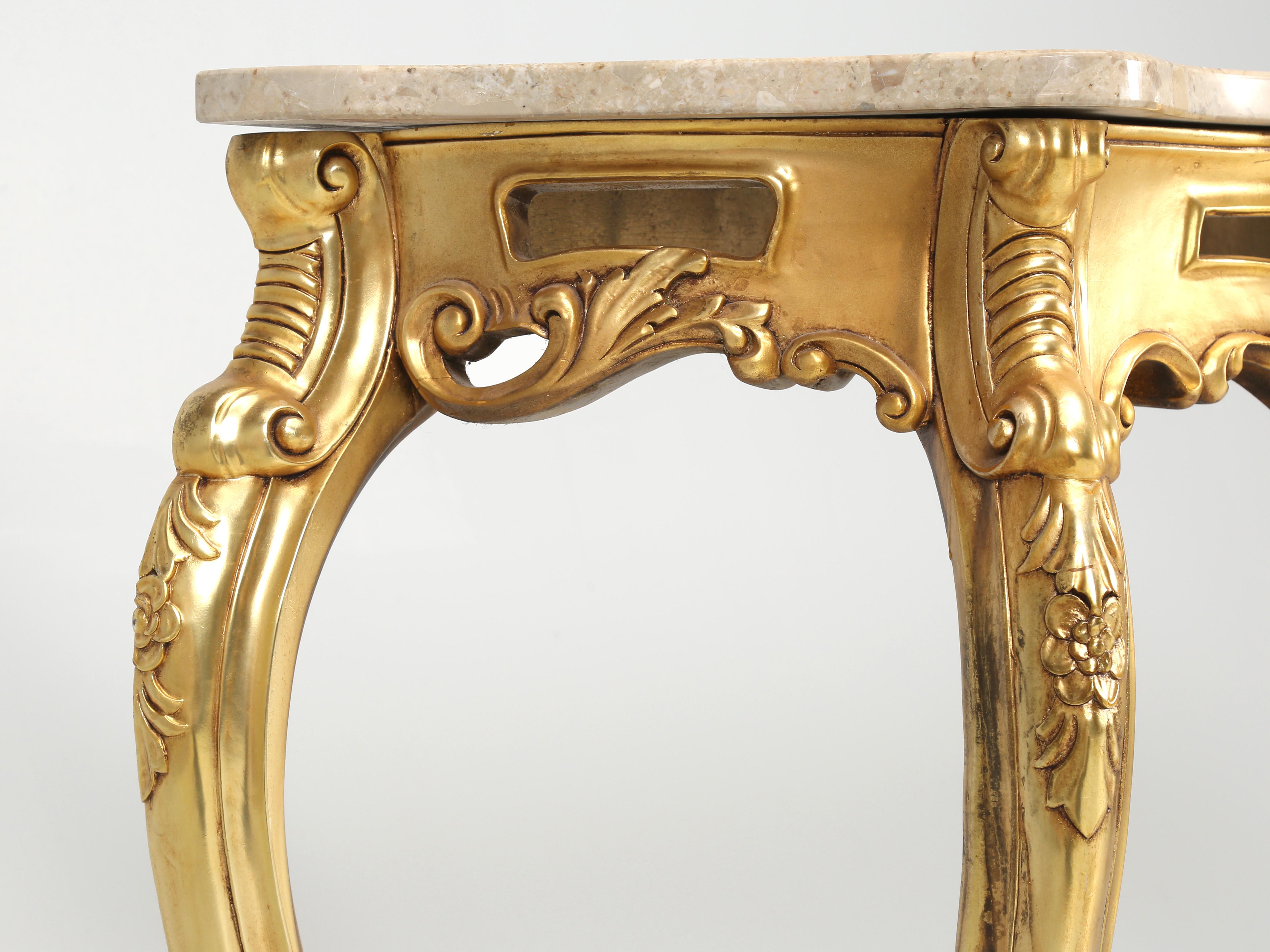 Vintage Gilt French Console Table with Stone Top 2