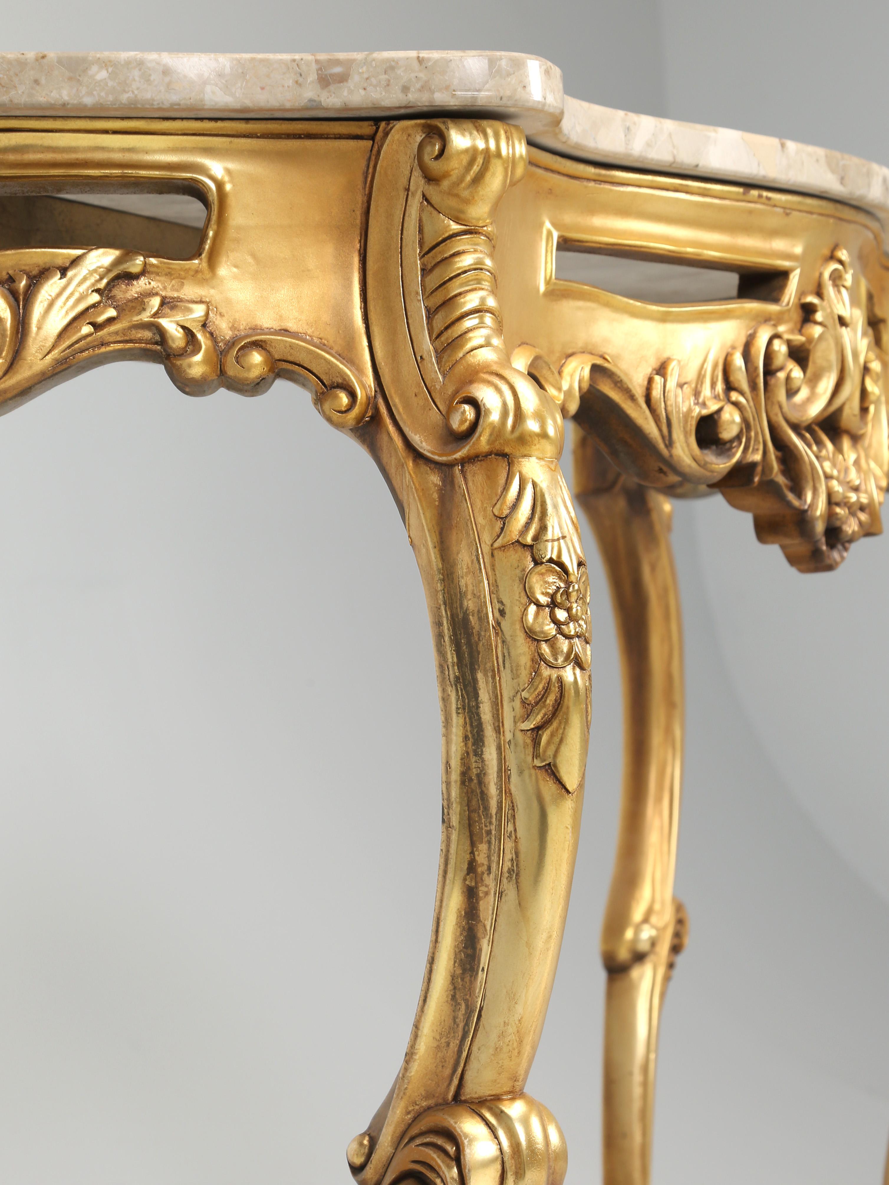 Vintage Gilt French Console Table with Stone Top 3