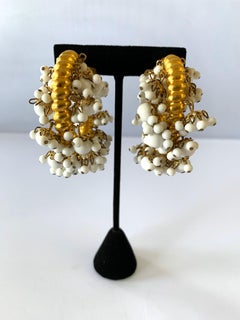 Vintage Gilt Fringe Mughal Style Hoop Statement Earrings