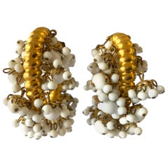Vintage Gilt Fringe Mughal Style Hoop Statement Earrings 