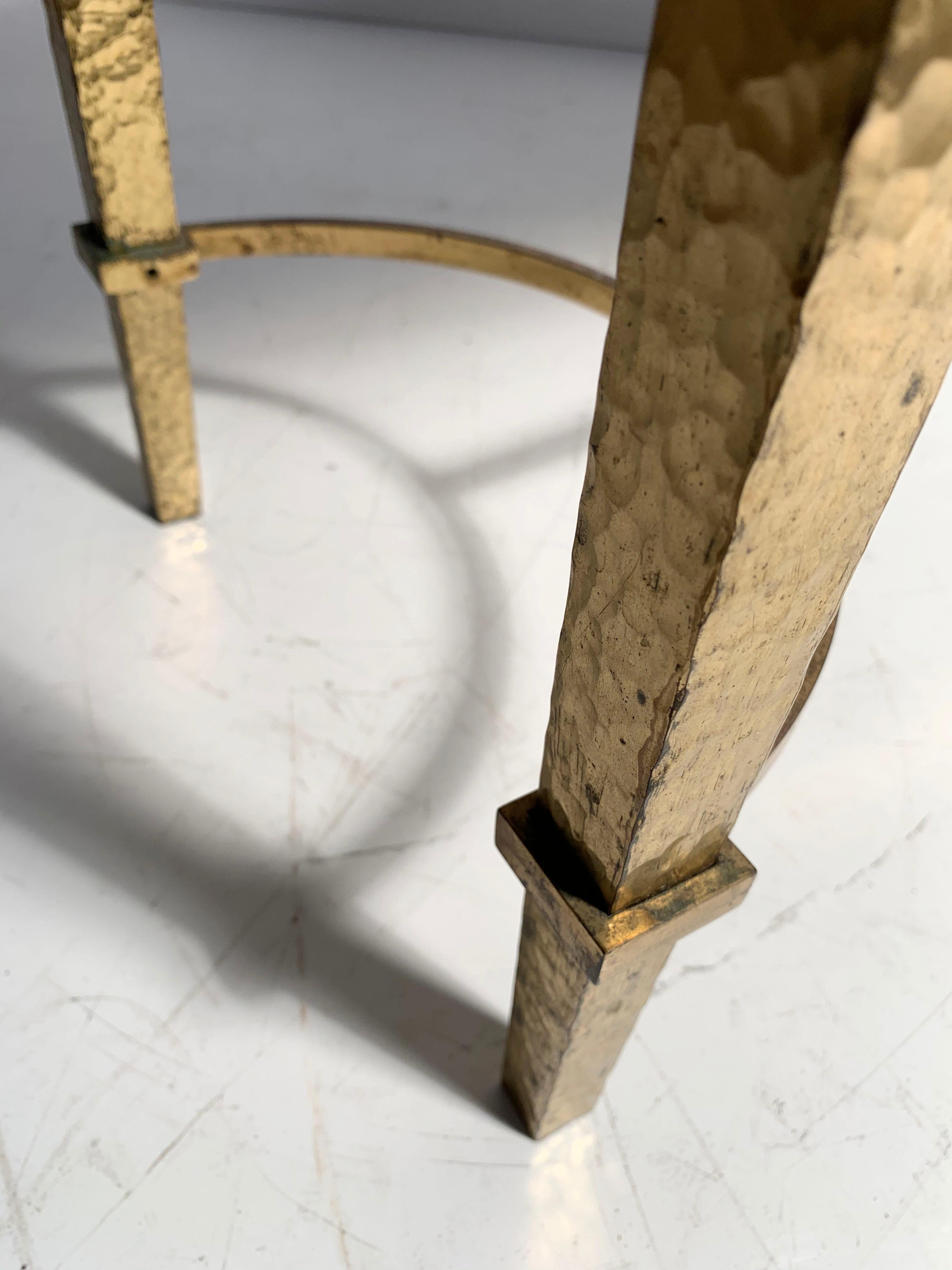 Vintage Gilt / Gilded Hammered Metal Petite Coffee Table with Stone Top en vente 8