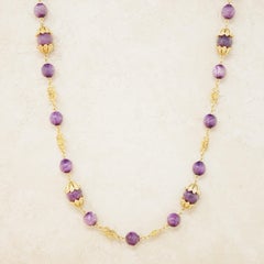 Vintage Gilt & Grape Purple Beaded Necklace by Crown Trifari, 1960s