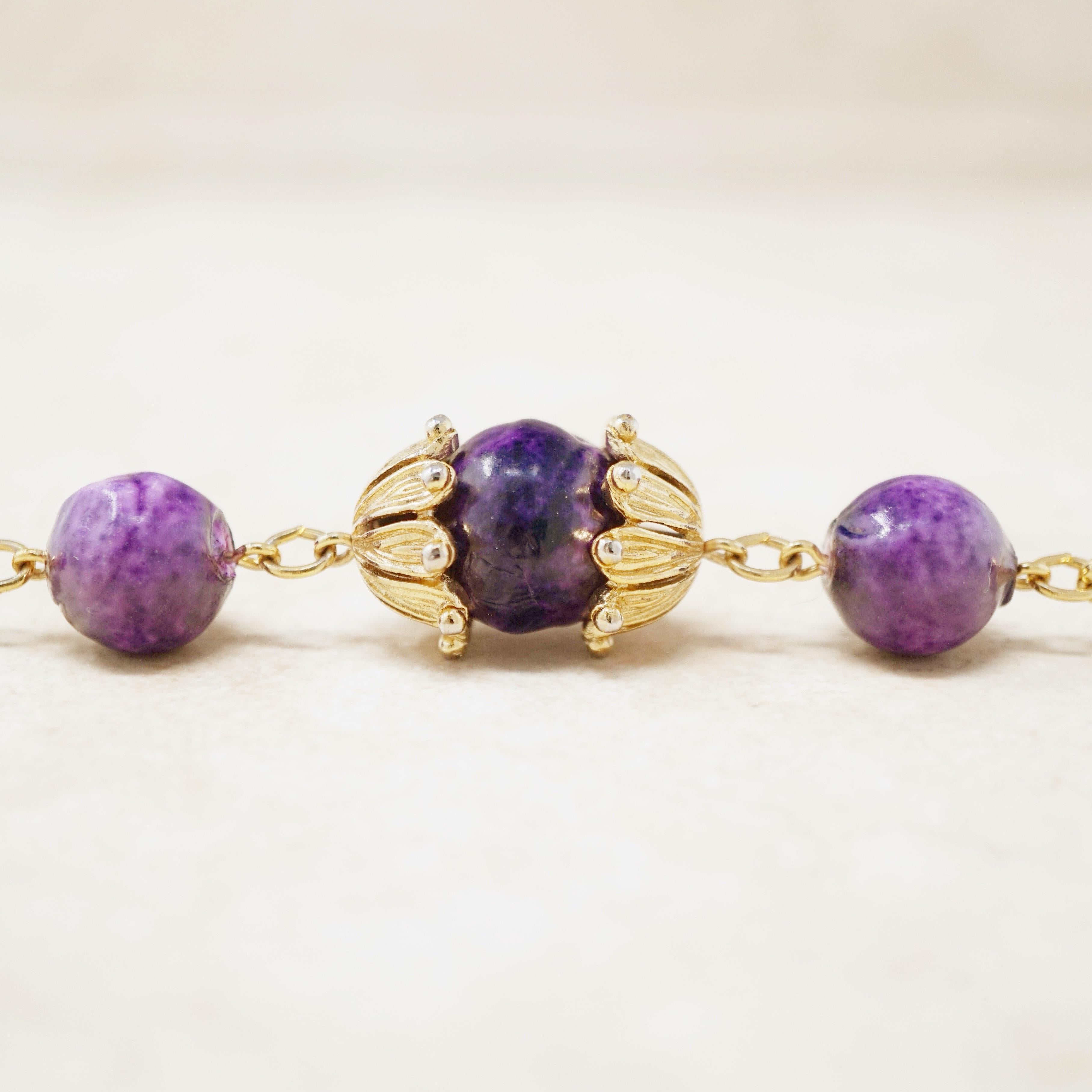 purple and gold beads