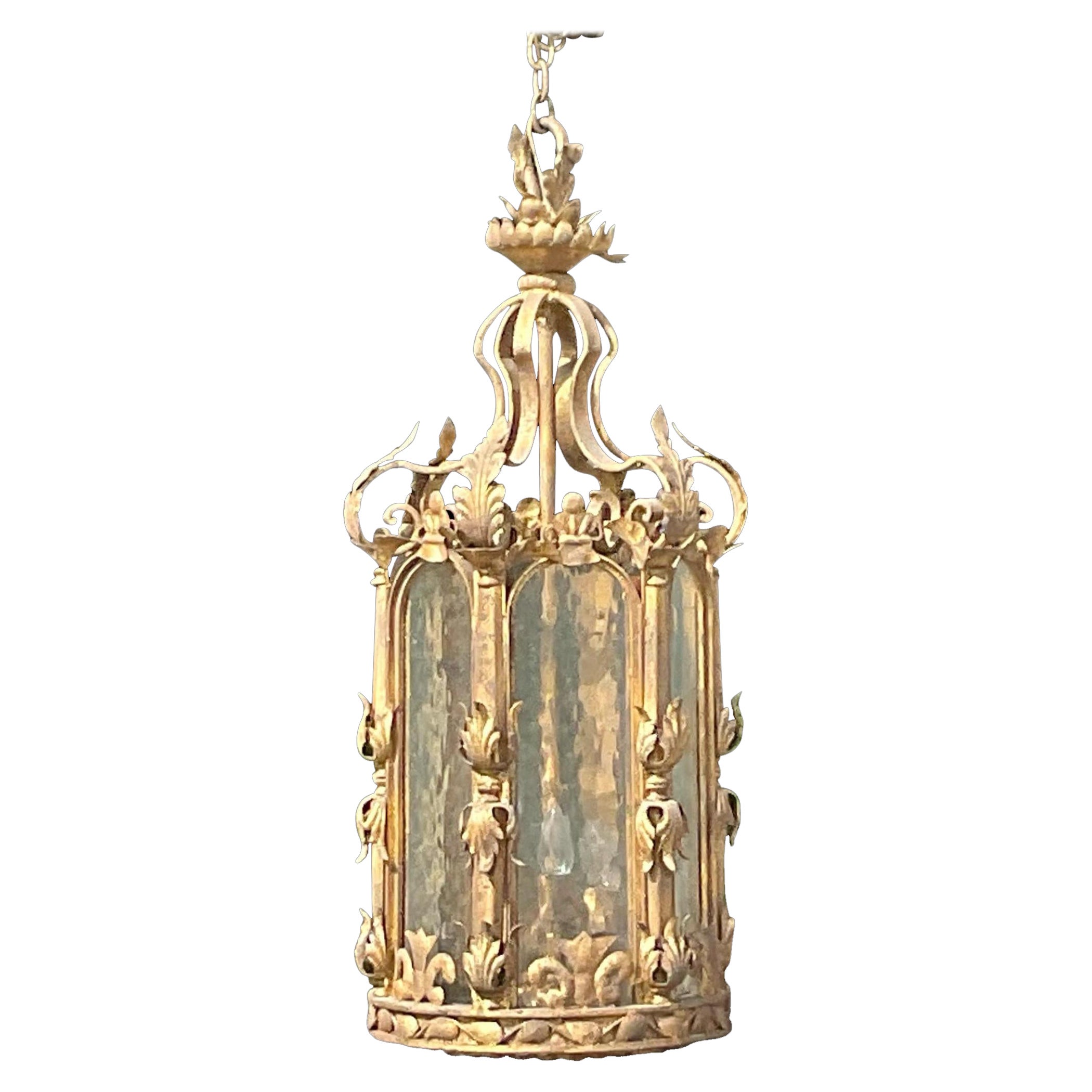 Lanterne hexagonale dorée vintage