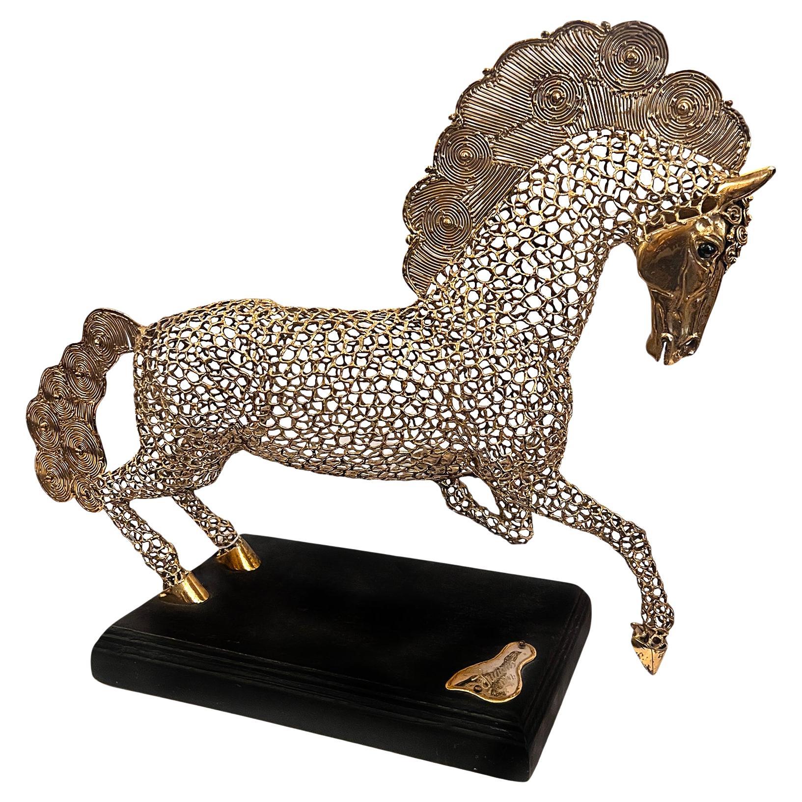 Vintage Gilt Horse Sculpture