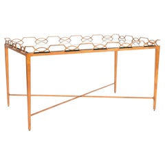 Vintage Gilt Iron and Glass Coffee Table in Manner of Maison Jansen