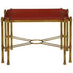 Vintage Gilt Iron Cocktail Table with Red-Painted Wooden Tray, 20th Century