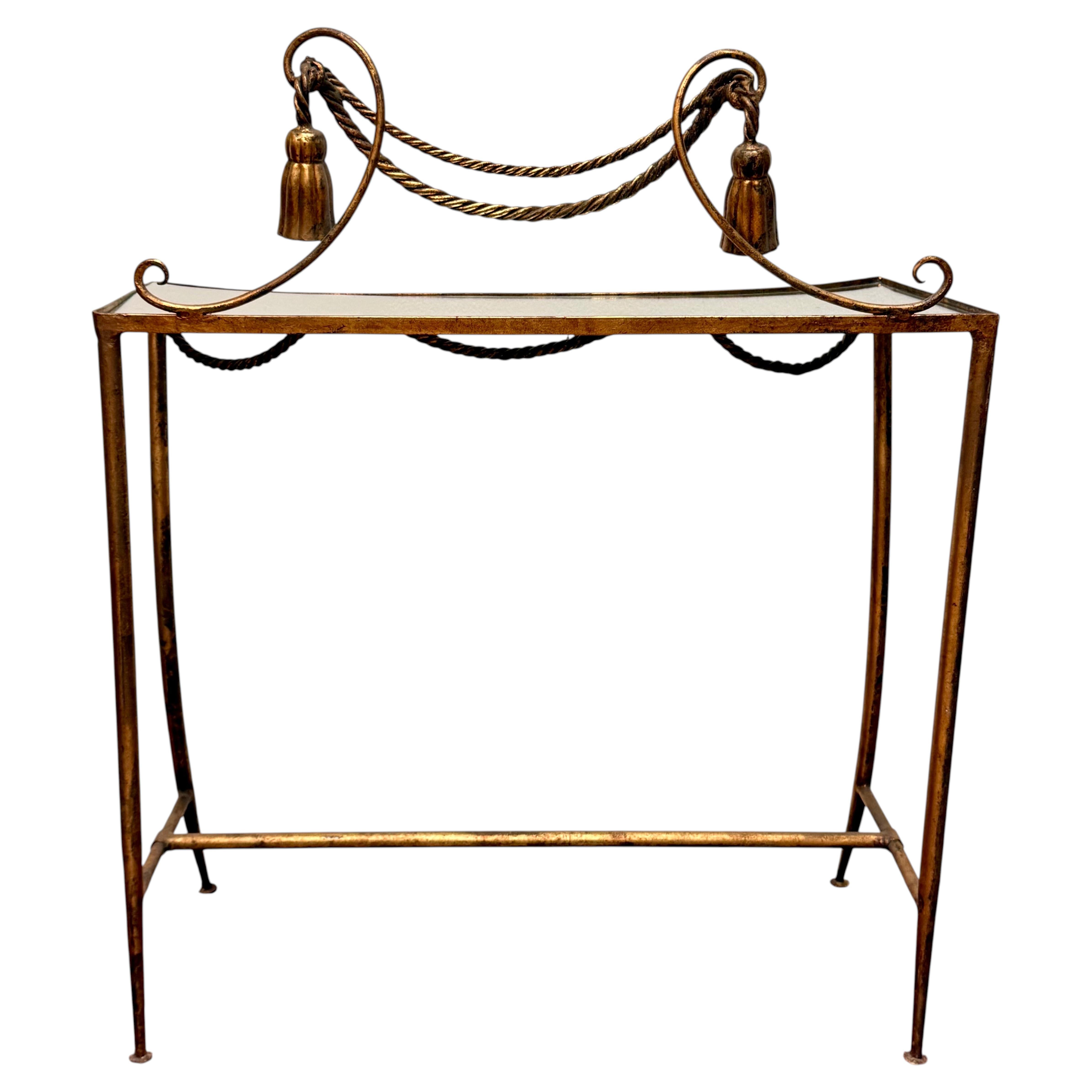 Vintage Gilt Iron Vanity / Console Table with Mirrored Top