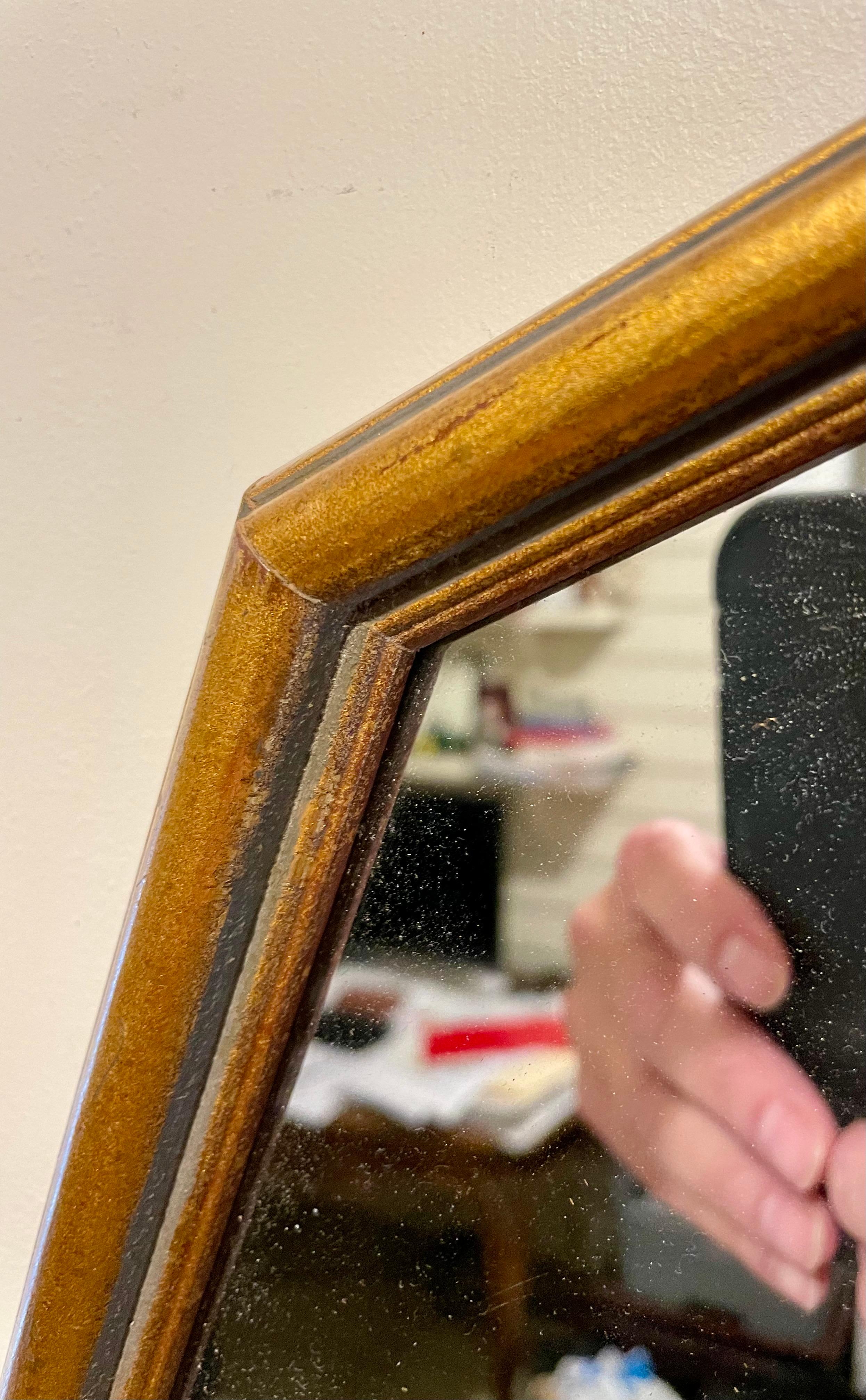 Hollywood Regency Vintage Gilt Faux Bamboo Mirror en vente