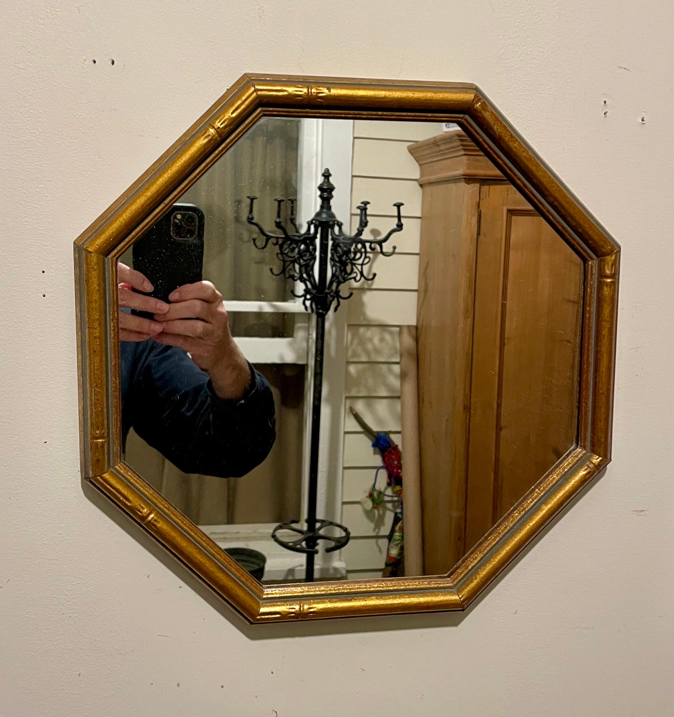 Vintage Gilt Faux Bamboo Mirror en vente 1