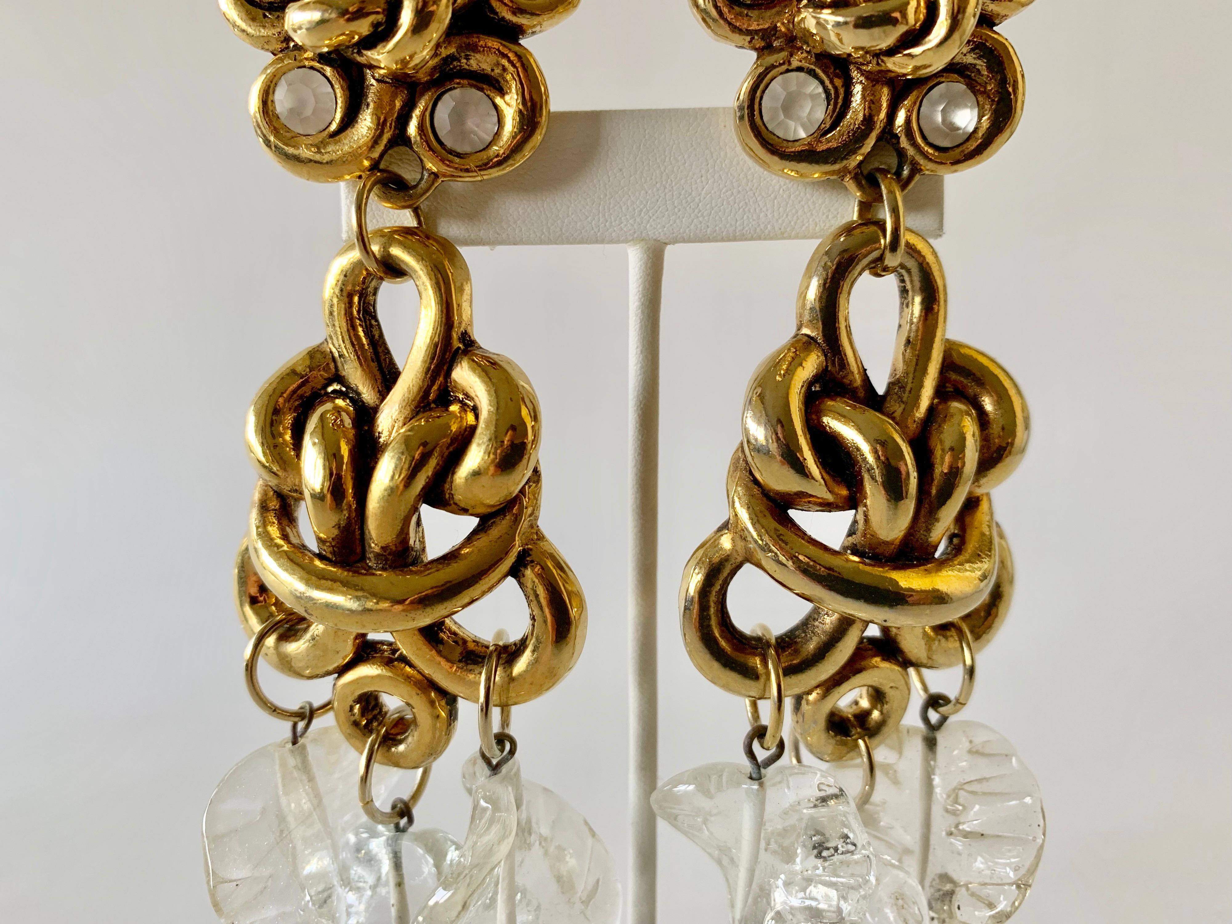 Vintage Gilt knotted French Statement Earrings  For Sale 2