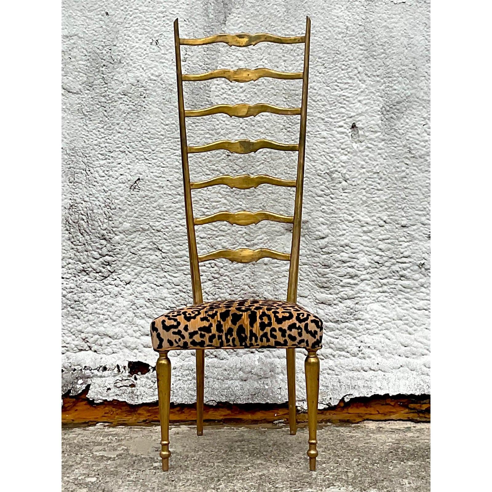 20th Century Vintage Gilt Ladderback Chair After Gio Ponti For Sale