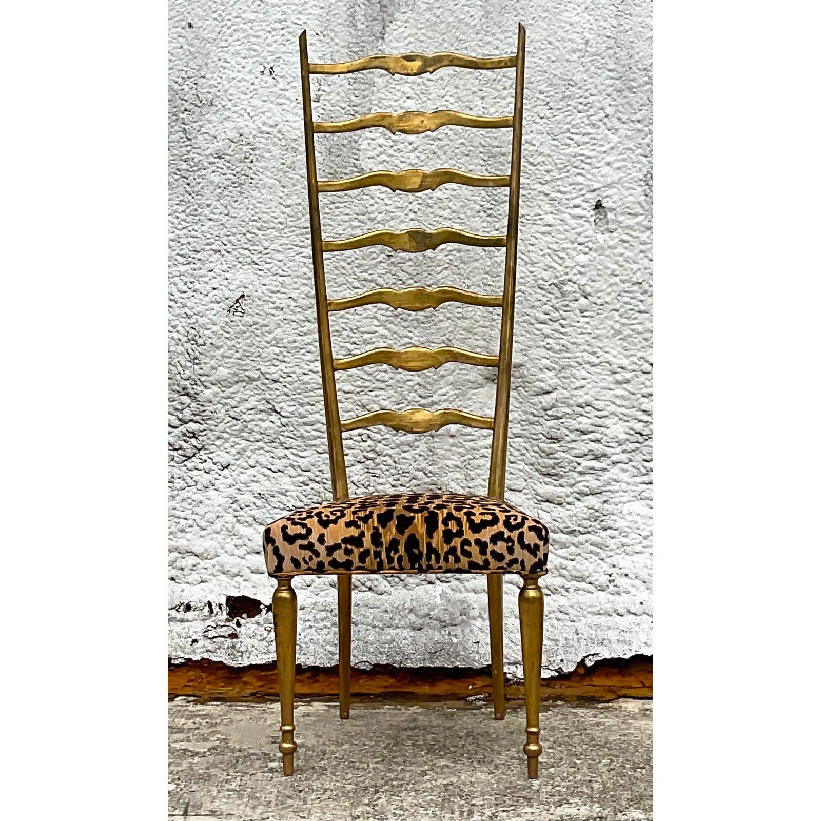 Vintage Gilt Ladderback Chair After Gio Ponti For Sale 1