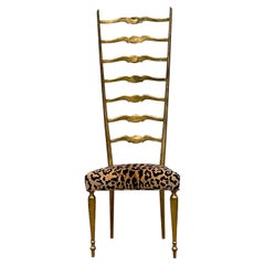 Vergoldeter Vintage-Stuhl mit Leiterrückenlehne nach Gio Ponti