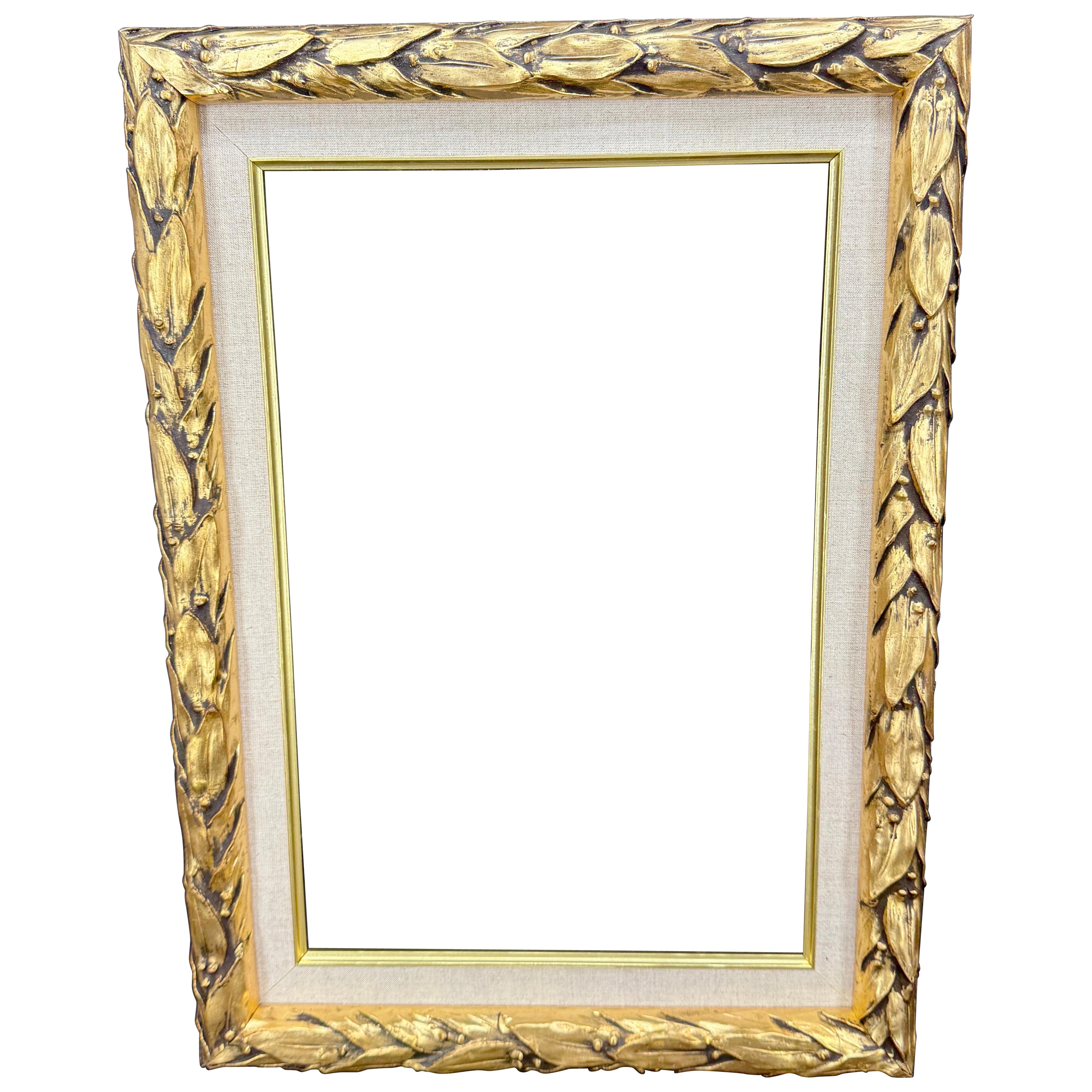 Vintage vergoldet Lorbeerkranz Rechteckig Wood Art Frame