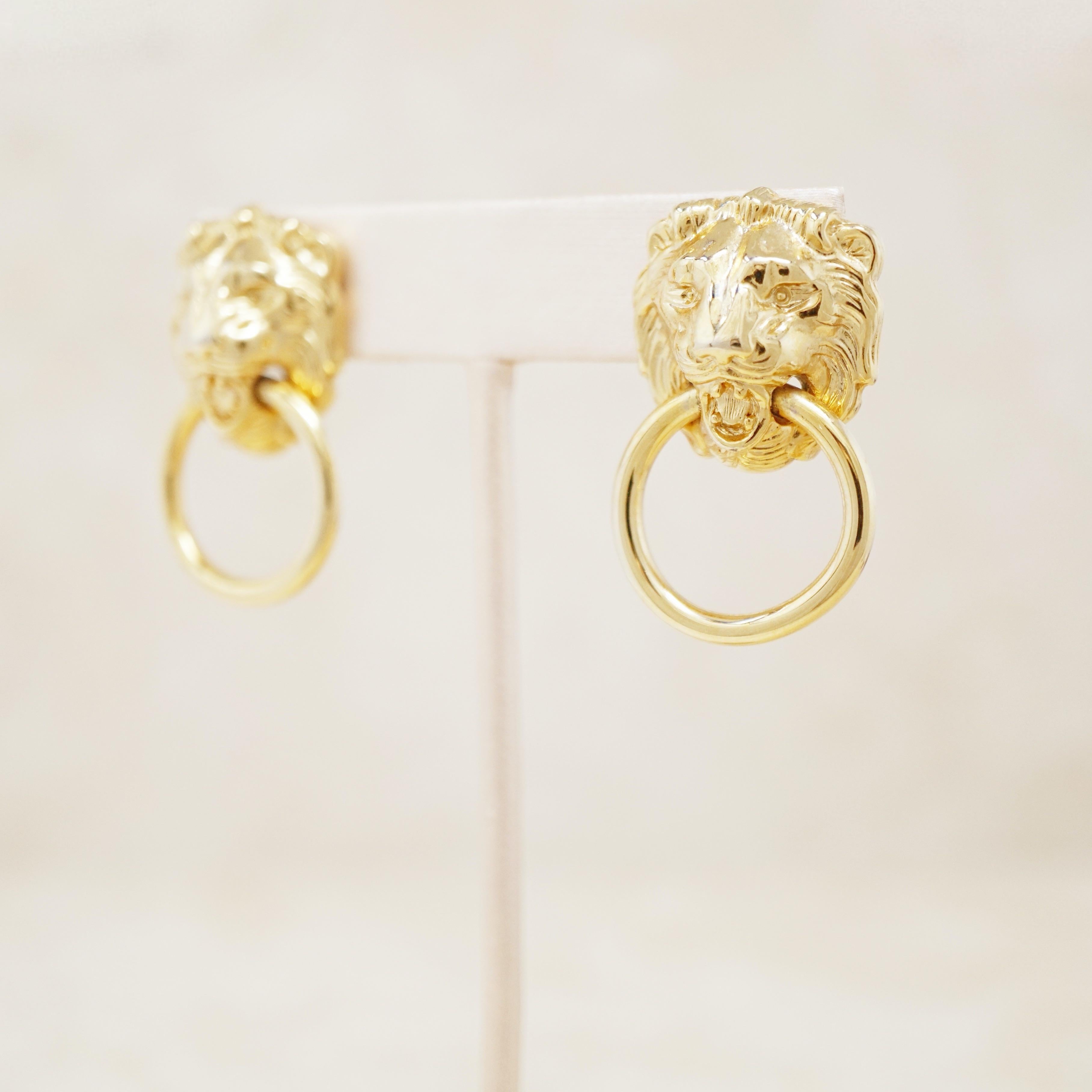 lion door knocker earrings