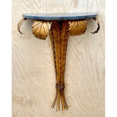 Vintage Gilt Metal and Marble Wall Console