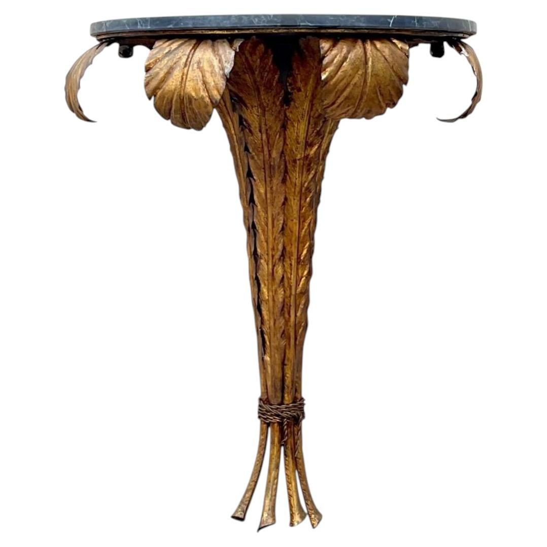 Vintage Gilt Metal and Marble Wall Console For Sale