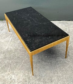 Vintage Gilt Metal and Stone Cocktail Table