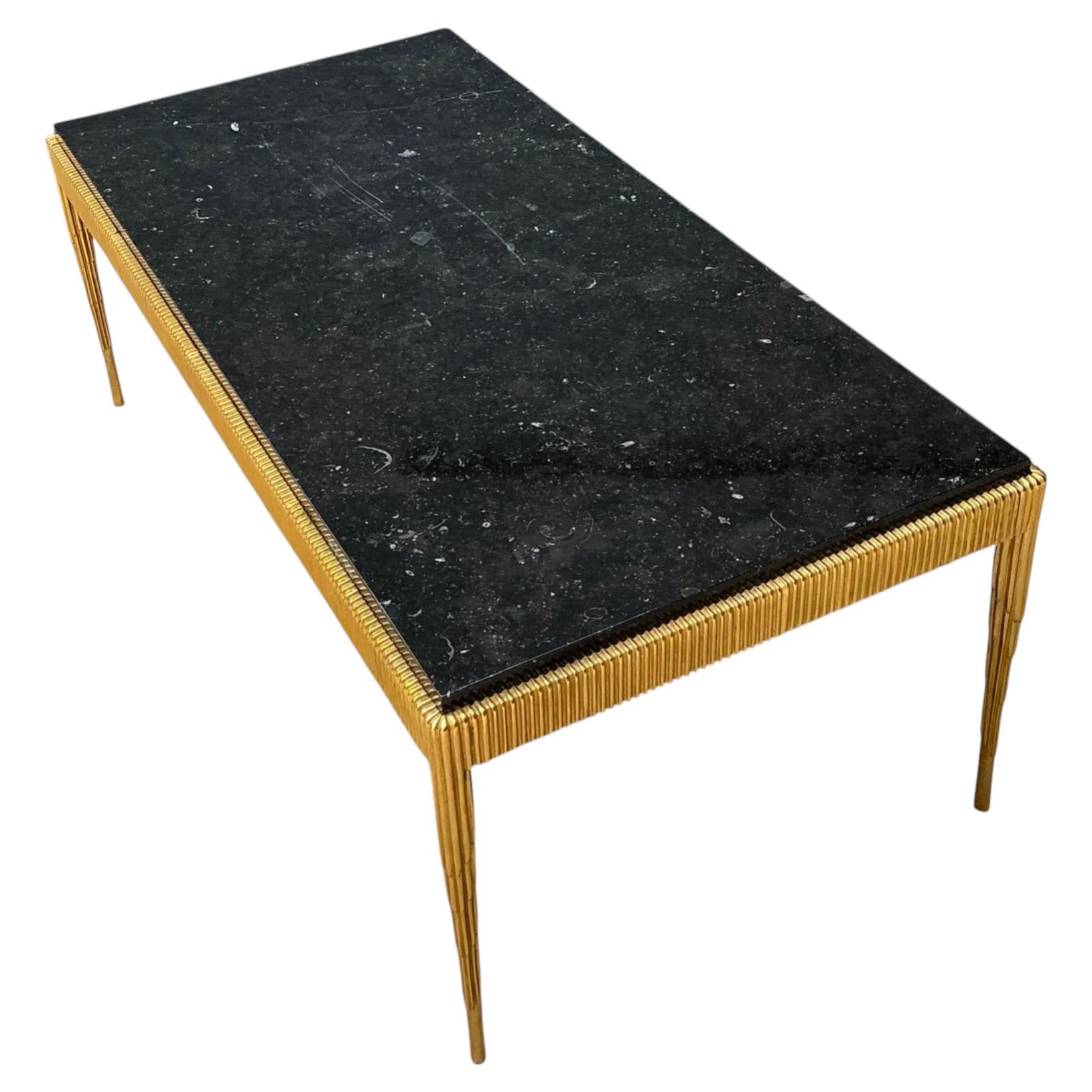 Cocktail-Tisch im Vintage-Stil aus vergoldetem Metall und Stein