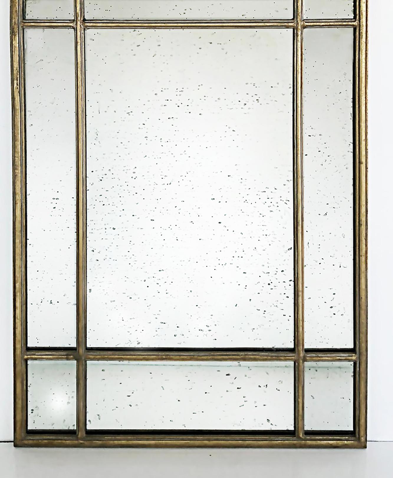 Vintage Gilt Metal Arched Framed Mirror with Aged Glass In Good Condition For Sale In Miami, FL