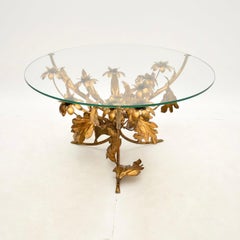 Table basse vintage en métal doré par Hans Kogl