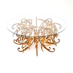 Vintage Gilt Metal Coffee Table by Hans Kogl