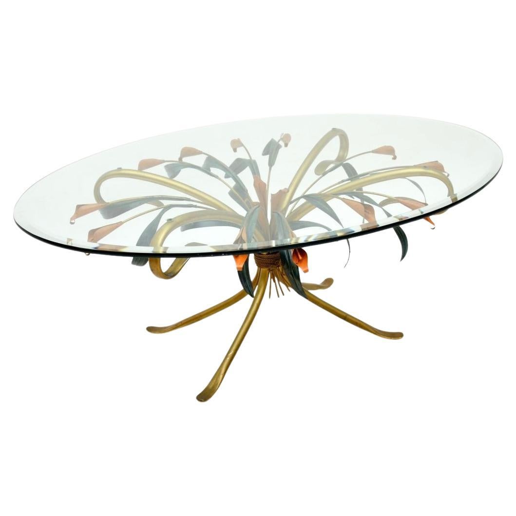 Table basse vintage en métal doré par Hans Kogl