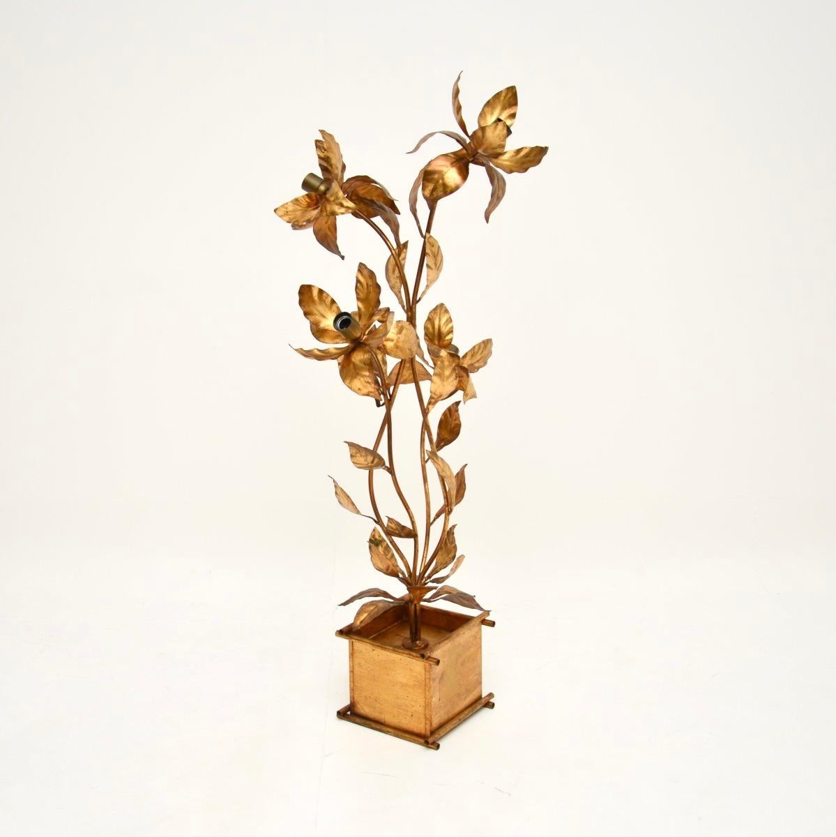 Mid-Century Modern Vintage Gilt Metal Floor Lamp by Hans Kogl For Sale