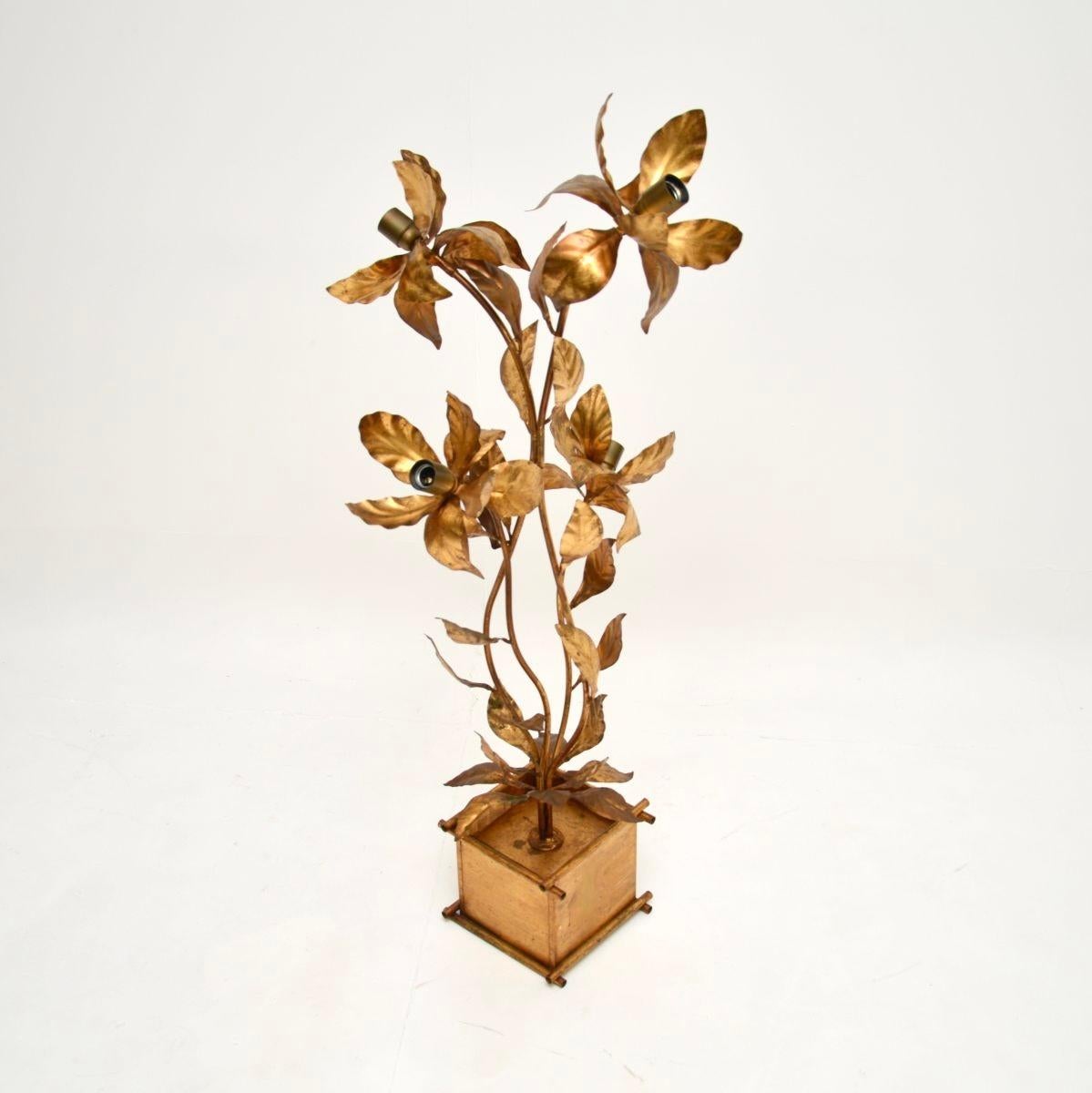 German Vintage Gilt Metal Floor Lamp by Hans Kogl For Sale
