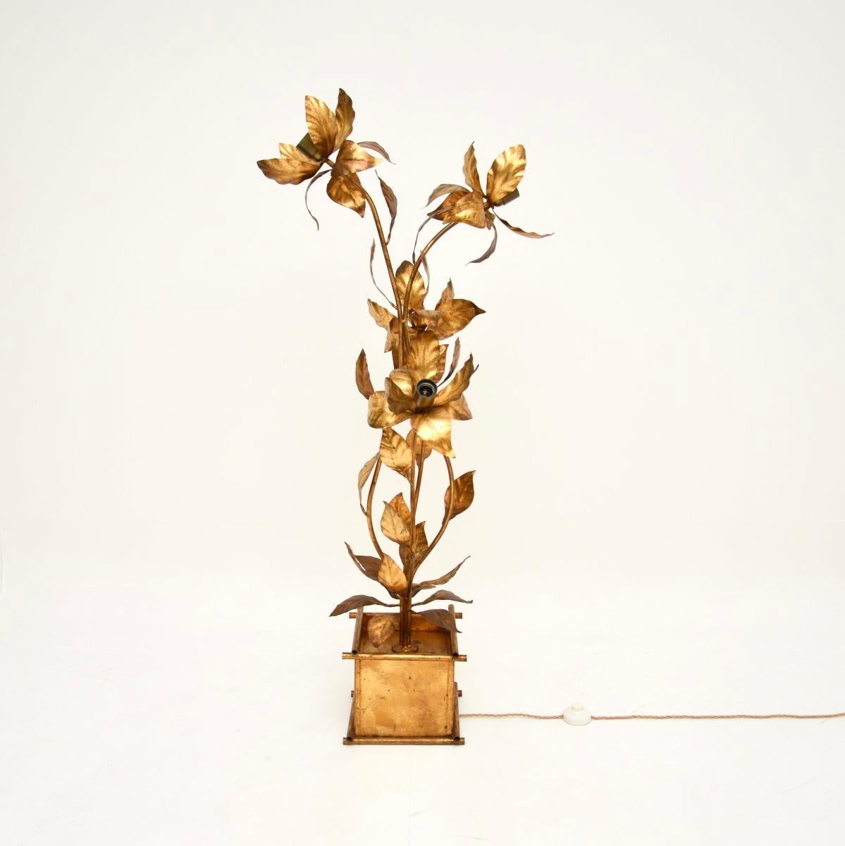 Vintage Gilt Metal Floor Lamp by Hans Kogl In Good Condition For Sale In London, GB