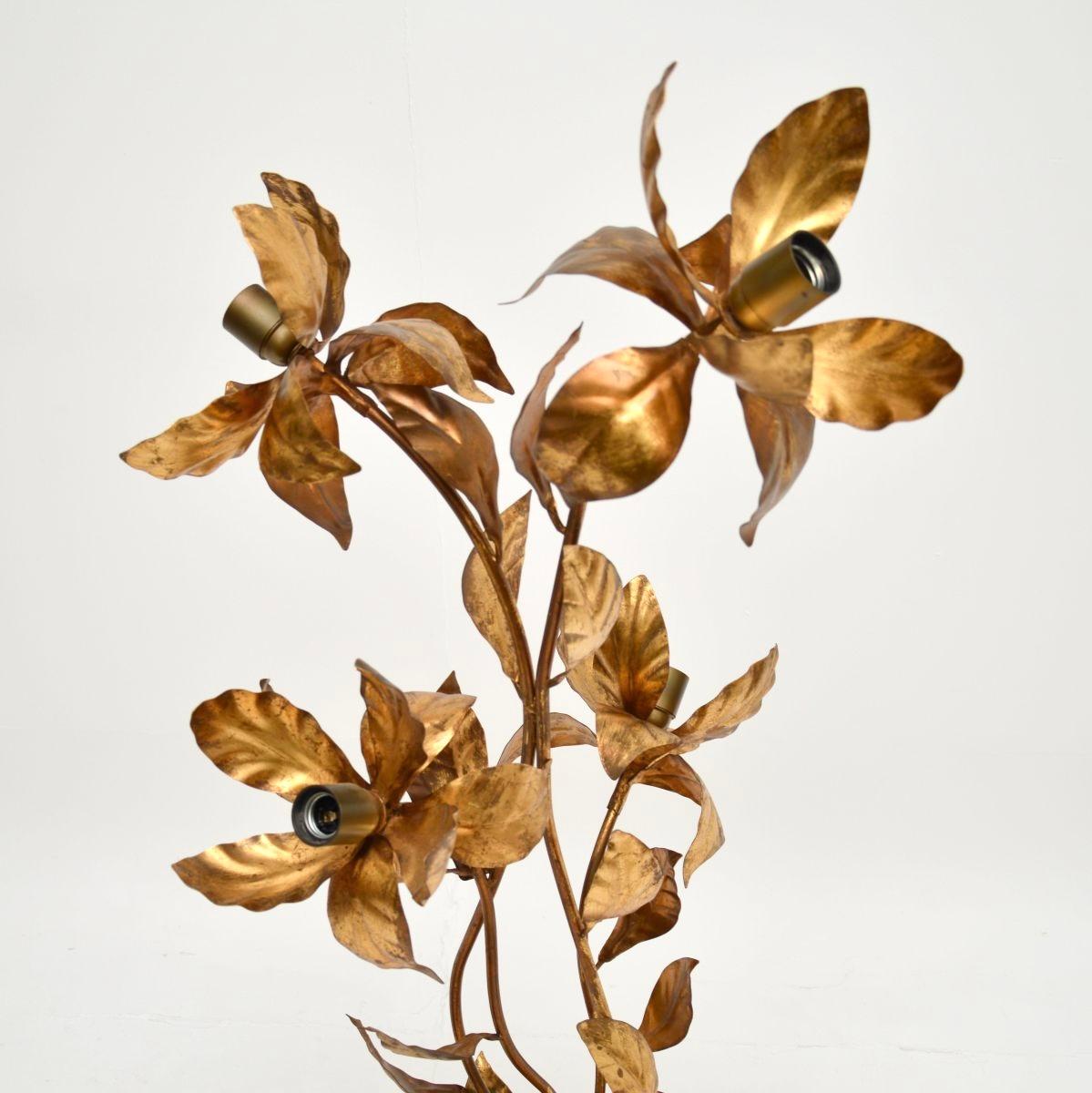 Mid-20th Century Vintage Gilt Metal Floor Lamp by Hans Kogl For Sale