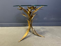 Vintage gilt metal flower side table, 1960s