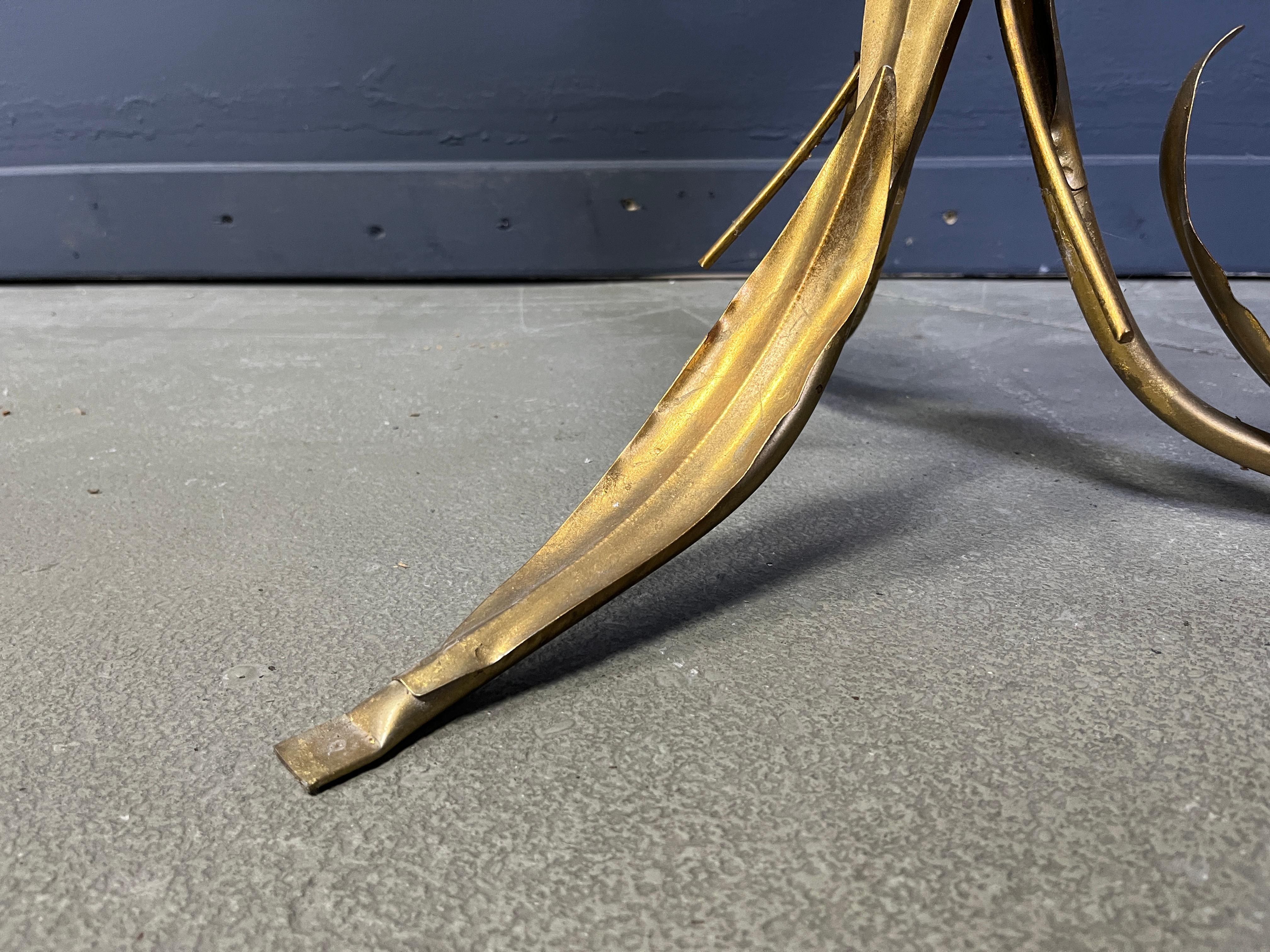 Metal Vintage gilt metal flower side table, 1960s For Sale