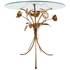 Vintage Gilt Metal Flower Side Table, 1960s