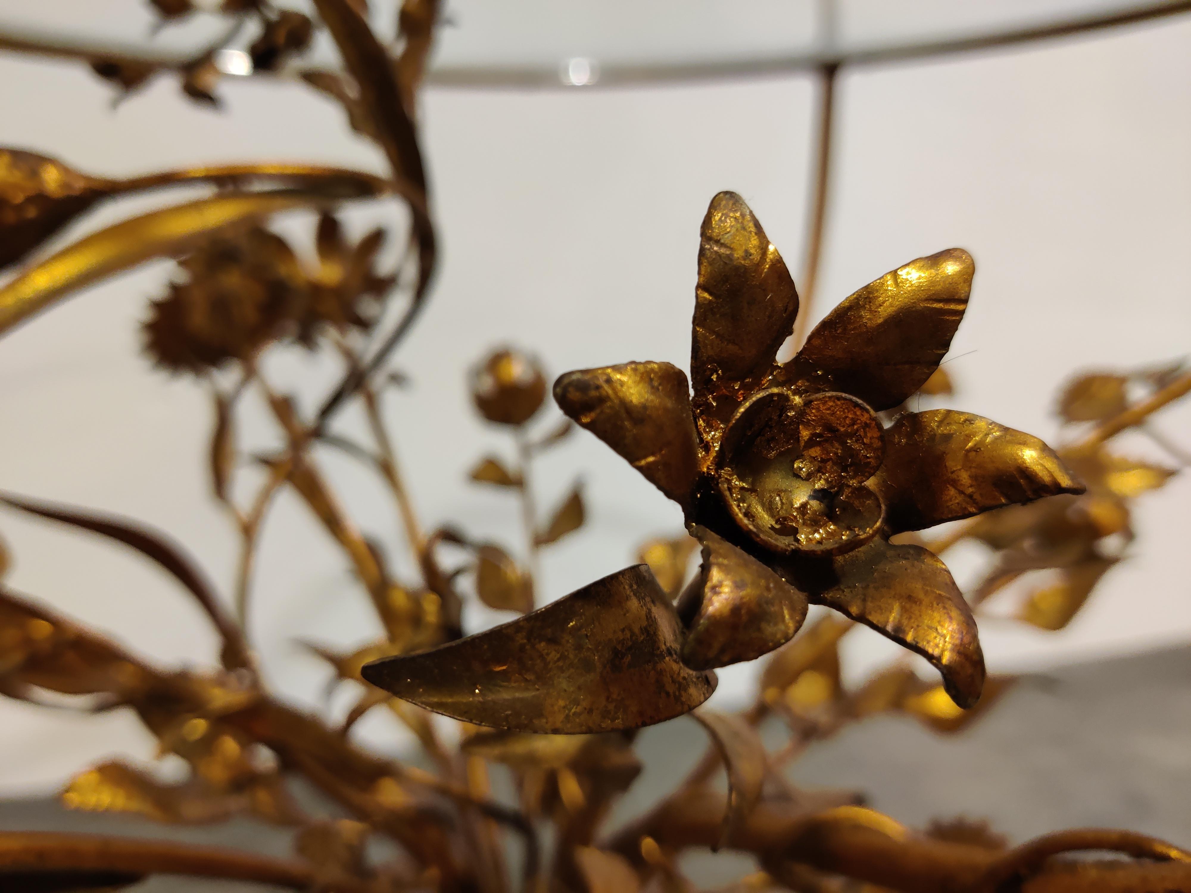 Mid-20th Century Vintage Gilt Metal Flower Side Table, Italy, 1960s
