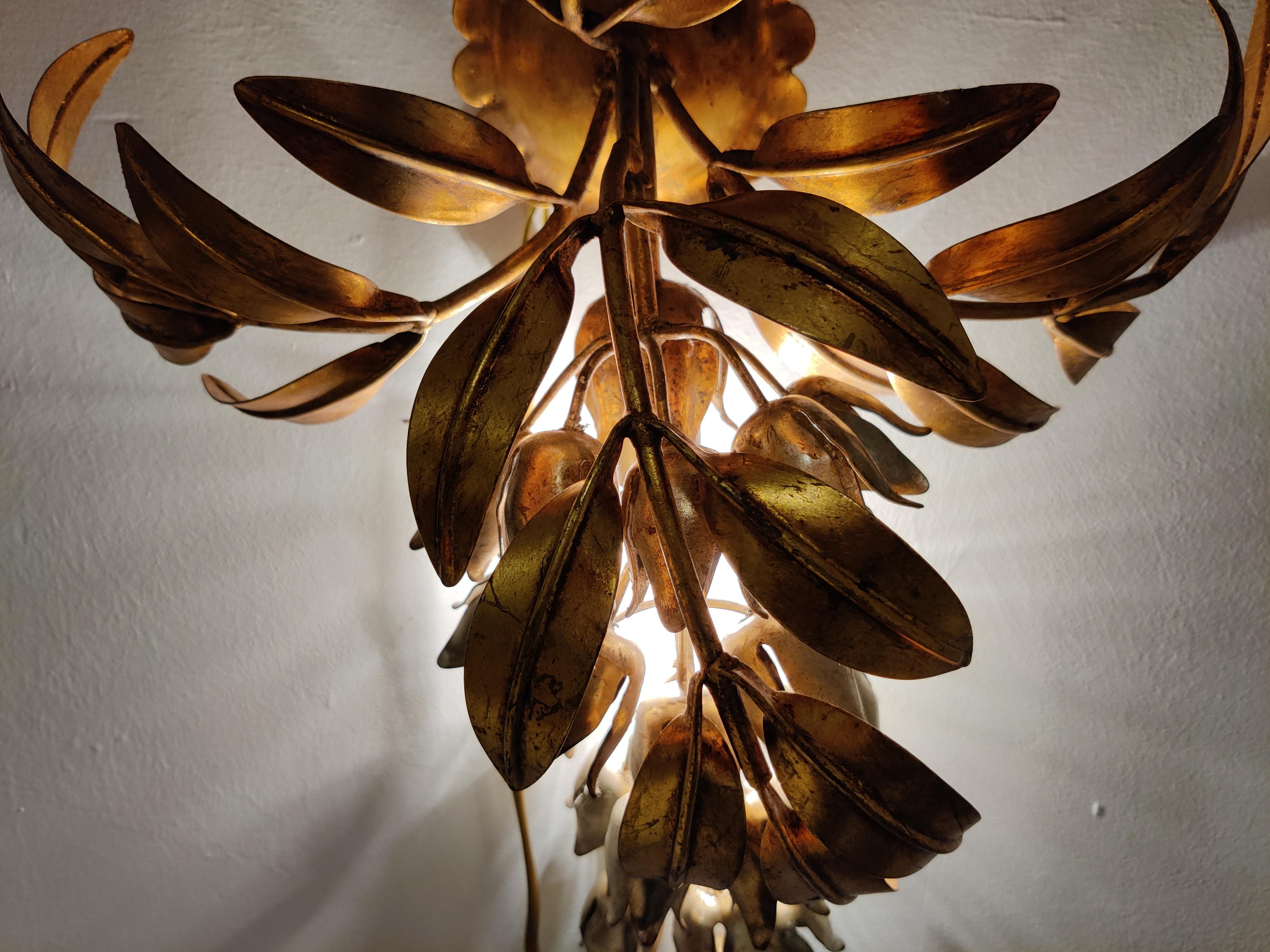 Vintage Gilt Metal Flower Wall Lamps by Hans Kögl, 1960s 2
