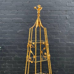 Vintage Gilt Metal & Glass Display Shelf Curio