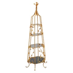 Vintage Gilt Metal & Glass Display Shelf Curio
