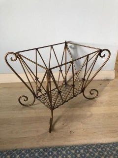 Vintage Gilt Metal Magazine Rack