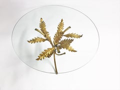 Vintage Gilt Metal Palm Leaf Side Table, Italy, 1960s
