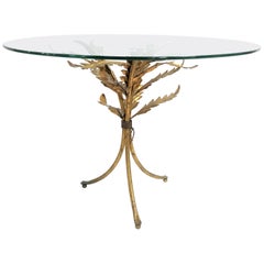 Vintage Gilt Metal Palm Leaf Side Table, Italy, 1960s
